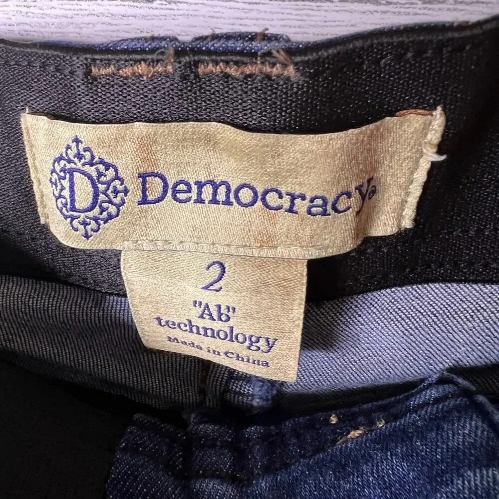 Democracy Jeans Womens Size 2 Blue Ab Technology Distressed Skinny Whiskering